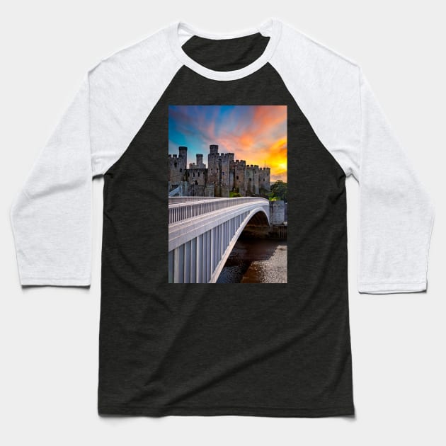 Conwy Castle Wales Baseball T-Shirt by Adrian Evans Photography